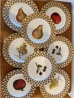 8 Set Block Country Orchard Plates