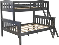 Twin-Over-Full Bunk Bed with Ladder, Grey