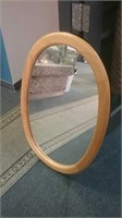 Oak Oval Framed Wall Mirror 39" X 25"