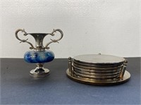 Fancy Decorative Urn & Coaster Set