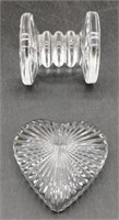 (E) Waterford Crystal Heart Paperweight and Knife