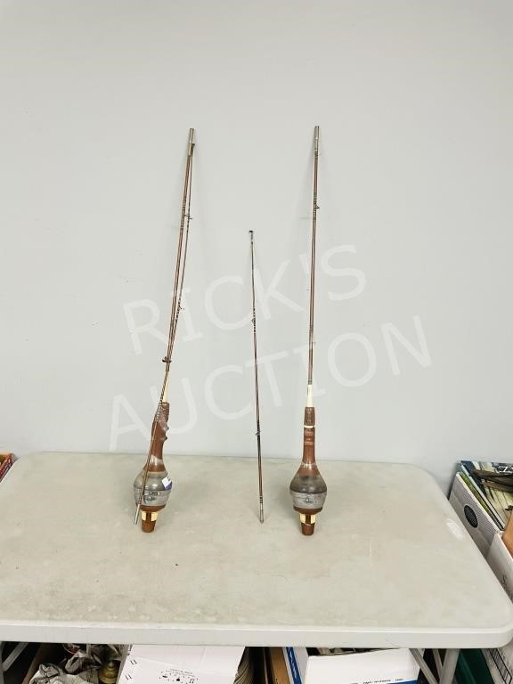 2 vintage Whirl-a-way fishing rods & reels c1960's