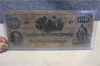 100 Confederate Dollar Bill Money AS-IS