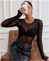 SHEIN Tall Sheer Mesh Top Without Bra-L