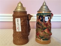 2 Unmatched stein with fox handle - King, West