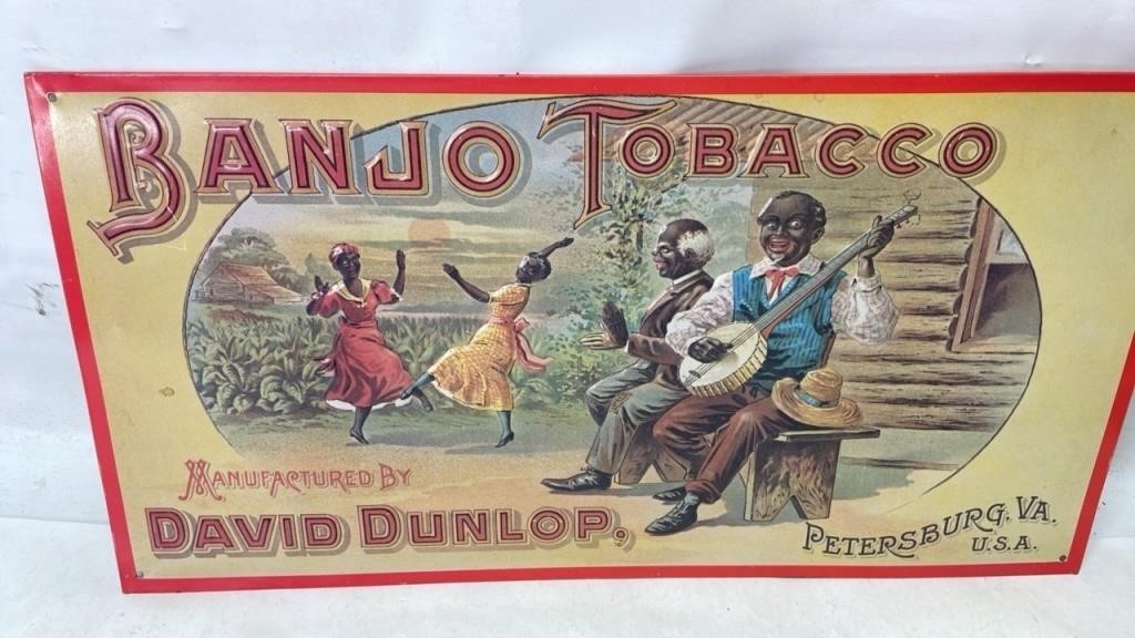 Modern Banjo tobacco Embossed Metal Sign