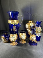 Vintage Czech Bohemian Cobalt Glass