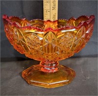 Vtg Kemple Wheaton Glass Footed Compote Sawtooth