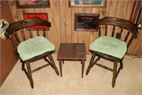 2 Pine Finish Barrel Back Chairs With Cushions