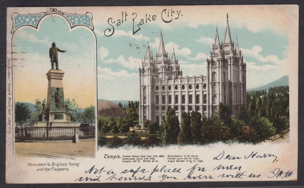 US Postcard Salt Lake City 1905 Used Postcards wit