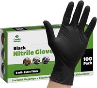Comfy Package Black Nitrile Disposable Gloves 6