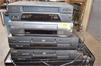 Two VHS Players & Two DVD Players