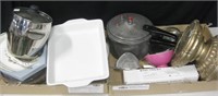 2 Boxes of Various Kitchen Accessories & More
