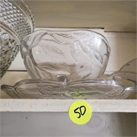 GLASS PLATTER AND FOOTED BOWL