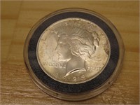 1923 90% Silver Peace dollar US coin.