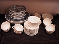 26 pieces of rice grain white china: 12 cups and