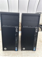 A pair of Hp Z230 computer towers