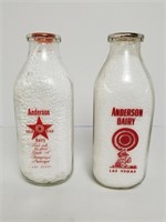 2 Vintage Nevada "Anderson Dairy" Milk Bottles