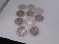 (10) Silver Walking Liberty Half Dollar Coins