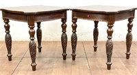 Pair Traditional Walnut Finished Wood End Tables