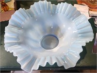 Vintage Light Blue Ruffled Edge Art Glass Bowl