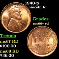 1940-p Lincoln Cent 1c Grades GEM++ RD