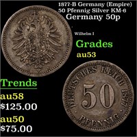 1877-B Germany (Empire) 50 Pfennig Silver KM-6 Gra