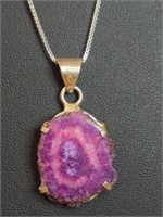 925 stamped 24-in necklace with purple pendant