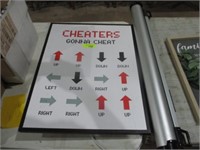 Cheater sign, projection screen