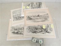 Lot of Antique/Vintage Military Themed Prints -
