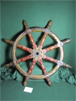 Ship Wheel with Red Paint (27" diameter)