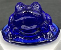 Wilkerson Cobalt Frog Paperweight Uv Reactive