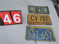 LICENSE PLATES - PA 58, EMPIRE STATE 62, OHIO 1964