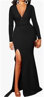 (Size: L - black) Formal Maxi Dress for Women