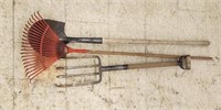 Garden Tools - Rake, Fork and Shovel