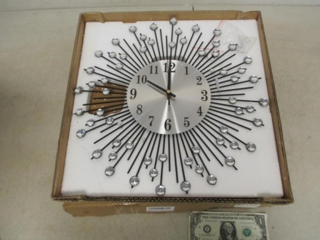 Sunburst Style Wall Clock in Box - Untested