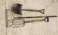 Garden Tools - Shovel, Rake and Pitchfork