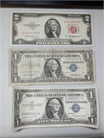 OF)  Red seal and silver certificate notes