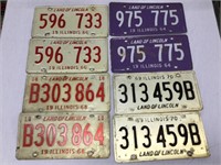 4 pairs of Illinois license plates