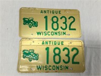 Pair of Wisconsin antique license plates