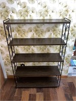 All Metal Wood Grain Shelf Unit