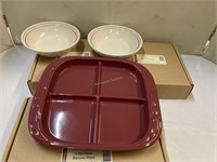 Longaberger 4 Section Relish Plate & Pie Plates