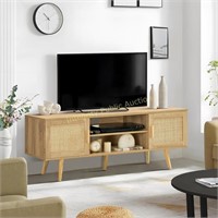 Iwell TV Stand Entertainment Center Natural