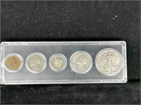 1942-43 WWII Coins: Walking Liberty, Mercury Dime