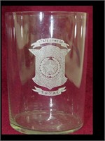 WATER GLASS W/ STATE ARMS OF TEXAS LOGO