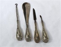 4-pc Victorian Sterling Silver Handled Vanity Set