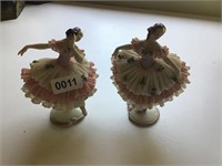 2- Antique Porcelain Laced China Dancers