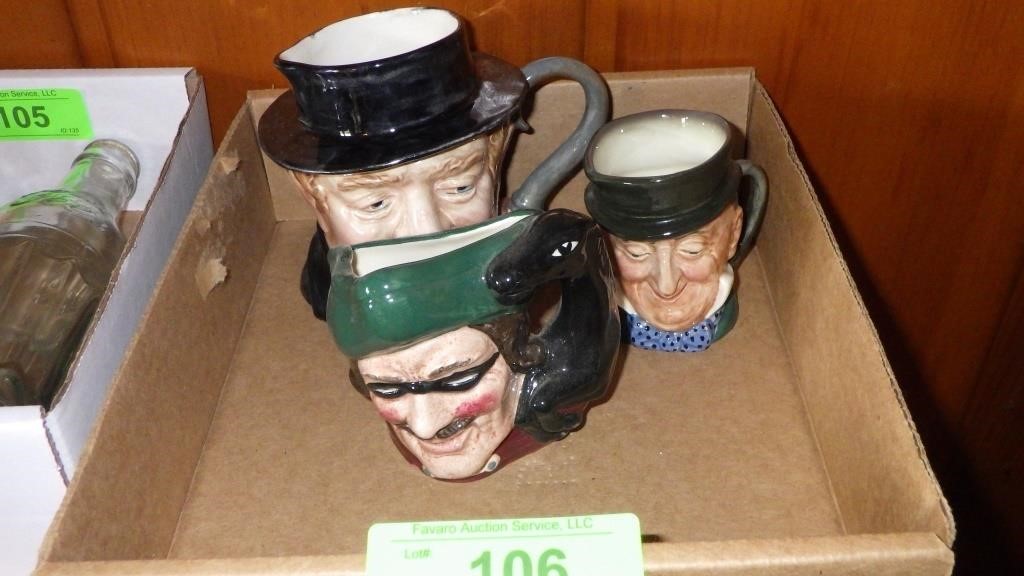 3 VINTAGE TOBY MUGS-  (2) ROYAL DOULTON