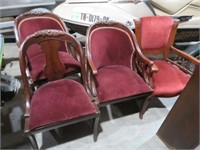4 UNIIQUE CARVEDCLOTH COVERED VICTORIAN ST. CHAIRS