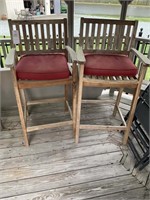 SET OF 4 OUTDOOR BAR HEIGHT CHAIRS, FIR OR TEAK